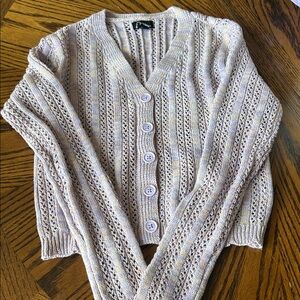 Lavender Knit Cardigan Sweater
